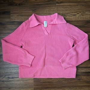 Pink Collared Women's Sweater